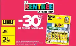 Carrefour Express Uhu - lot de 6 batons de colle blanche offre