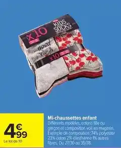 Carrefour Express Mi-chaussettes enfant offre