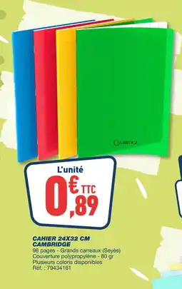 Bureau Vallée CAMBRIDGE Cahier offre