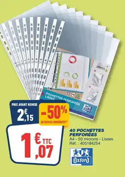 Bureau Vallée 40 pochettes perforées offre