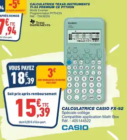 Bureau Vallée CASIO Calculatrice fx-92 offre