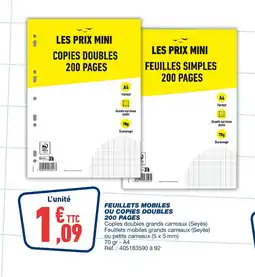 Bureau Vallée Feuillets mobiles ou copies doubles offre