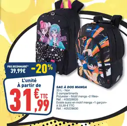 Bureau Vallée Sac à dos manga offre