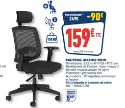 Bureau Vallée Fauteuil richard noir offre