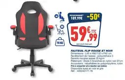 Bureau Vallée Fauteuil flip rouge et noir offre