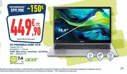 Bureau Vallée ACER Pc portable 15,6" offre