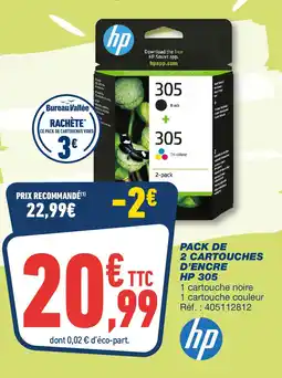 Bureau Vallée HP Pack de 2 cartouches d'encre offre