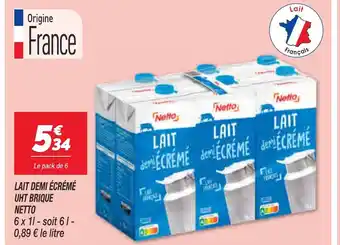 Netto NETTO Lait demi écrémé uht brique offre