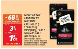Netto CARTE NOIRE Capsules de café x 10 intense n°9 offre