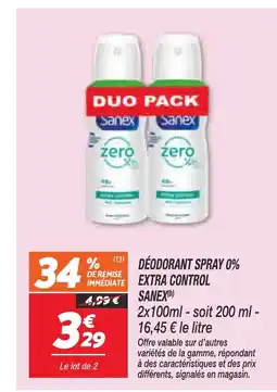 Netto SANEX Déodorant spray 0% extra control offre