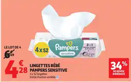 Auchan Lingettes bébé 28 pampers sensitive offre