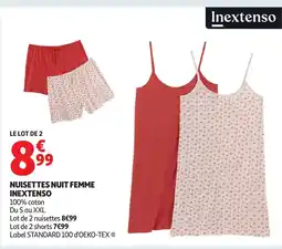 Auchan INEXTENSO Nuisettes nuit femme offre