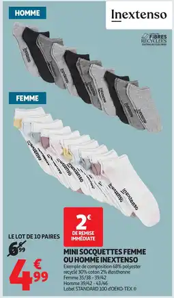 Auchan INEXTENSO Mini socquettes femme ou homme offre