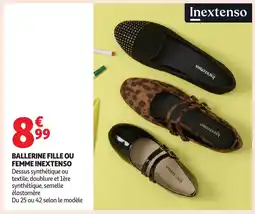 Auchan INEXTENSO Ballerine fille ou femme offre