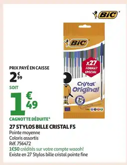 Auchan BIC 27 stylos billes cristal offre
