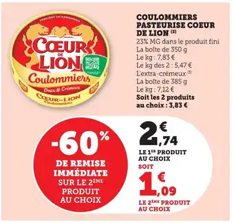 Bi1 COEUR DE LION Coulommiers pasteurise offre