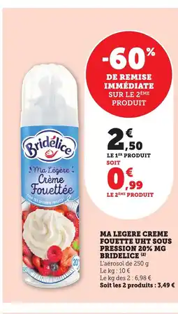 Bi1 BRIDELICE Ma legere creme fouette uht sous pression 20% mg offre