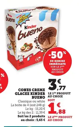 Bi1 KINDER BUENO Cones glacee offre