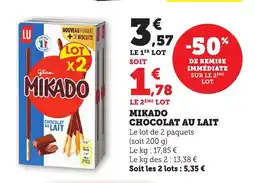 Bi1 MIKADO Chocolat au lait offre