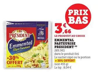 Bi1 PRESIDENT Emmental pasteurise offre