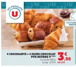 Bi1 4 croissants + 4 pains chocolat pur beurre u offre