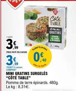 E.Leclerc MINI GRATINS SURGELÉS 'CÔTÉ TABLE' offre