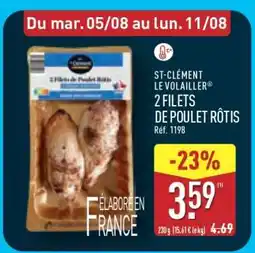 ALDI ST-CLÉMENT LE VOLAILLER 2 FILETS DE POULET RÔTIS offre