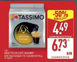 ALDI L'OR DOSETTES DE CAFÉ TASSIMO offre