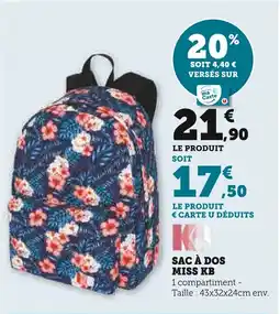 Super U Sac à dos miss kb offre