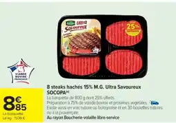 Cora x Carrefour SOCOPA 8 steaks hachés 15% M.G. Ultra Savoureux offre