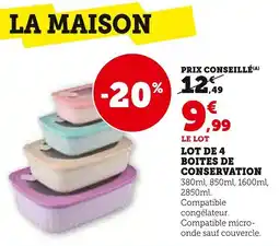 Super U Lot de 4 boites de conservation offre