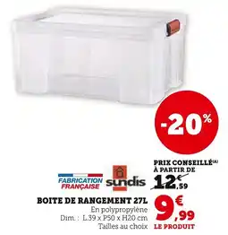 Super U Boite de rangement 27l offre