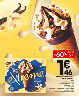Supeco Nestlé 6 Cônes Glacés Vanille Extrême offre