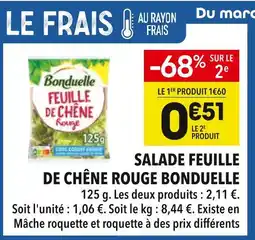 Supeco Bonduelle Salade feuille de chêne rouge offre