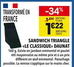 Supeco DAUNAT SANDWICH TRIANGLE LE CLASSIQUE offre