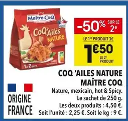 Supeco Maître Coq Coq 'Ailes Nature offre
