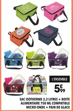 Supeco SAC ISOTHERME 3,3 LITRES + BOITE ALIMENTAIRE 750 ML COMPATIBLE MICRO-ONDE + PAIN DE GLACE offre