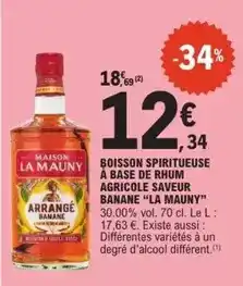 E.Leclerc Maison la mauny - boisson spiritueuse a base de rhum agricole saveur banane offre