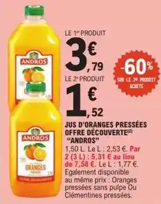 E.Leclerc Andros - jus d'oranges pressées offre découverte offre
