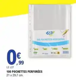 E.Leclerc 100 pochettes perforées offre