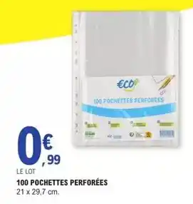 E.Leclerc 100 pochettes perforées offre