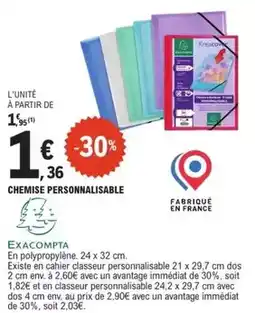 E.Leclerc Exacompta - chemise personnalisable offre