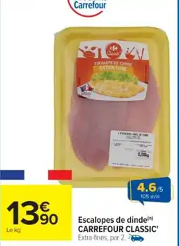 Cora x Carrefour Escalopes de dinde carrefour classic offre