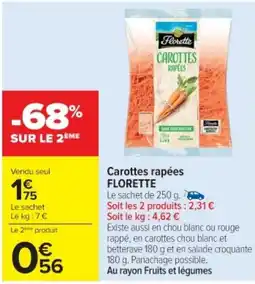 Cora x Carrefour FLORETTE Carottes rapées offre