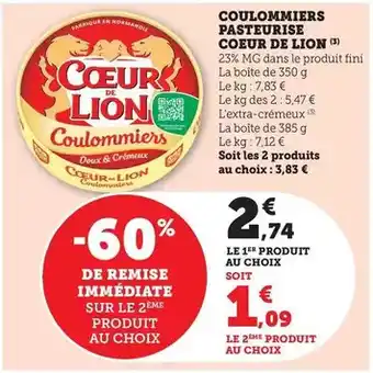 Hyper U Coeur de lion - coulommiers pasteurise offre