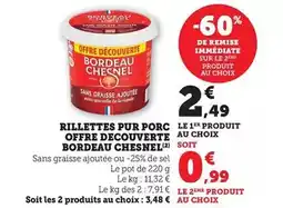 Hyper U Bordeau chesnel - rillettes pur porc offre decouverte offre