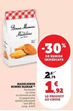 Hyper U Bonne maman - madeleines offre