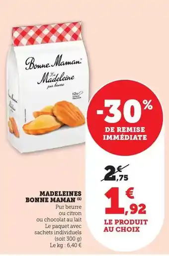 Hyper U Bonne maman - madeleines offre