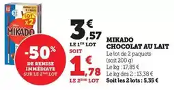 Hyper U Lu - chocolat au lait mikado offre