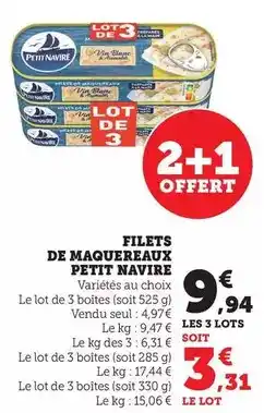 Hyper U Petit navire - filets de maquereaux offre